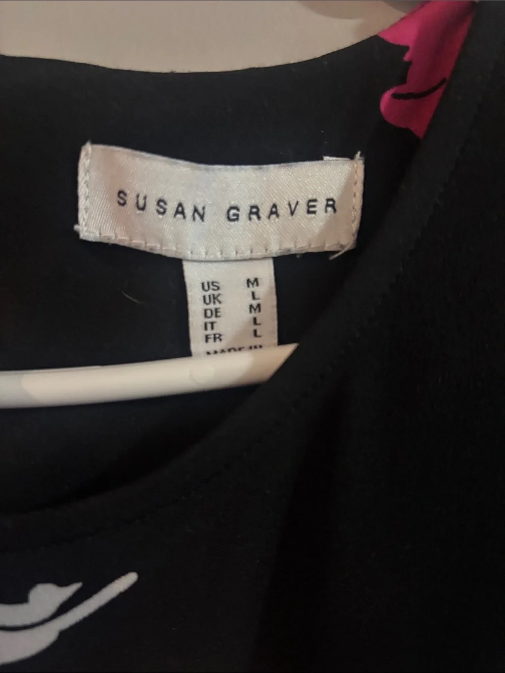Susan Graver Black Midi Dress with Pink & White Floral Motif - Picture 2 of 3